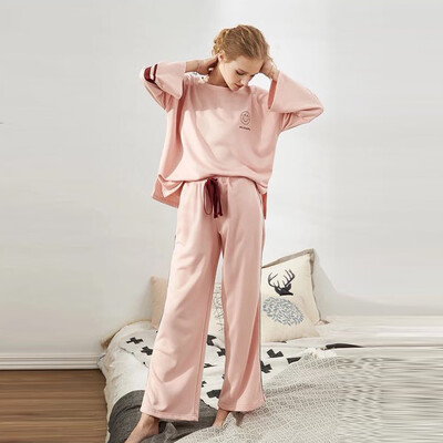 

Roseonmyhand 2Pcs Fashion Women O-Neck Long Sleeve Top Solid Ankle-Length Pants Set Outfit