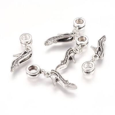 

Alloy European Dangle Beads Shoes Antique Silver 33mm Hole 5mm