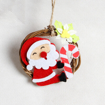 

Gobestart Christmas decoration rattan pendant with linen Christmas elk Santa