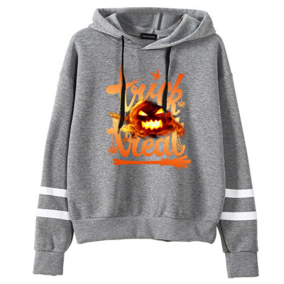 

Women Trick Or Treat Letter And Ghost Halloween Printed Hoodie Slim Long Sleeve Hooded Sweatshirts