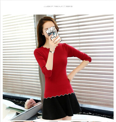 

2018 autumn&winter new round neck pullover knitted base sweater Korean version of slim womens long-sleeve sweater