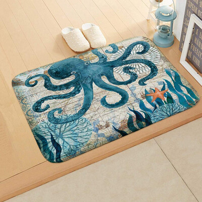 

〖Follure〗Sea Style Non Slip Toilet Polyester Cover Mat Set Bathroom Shower Curtain