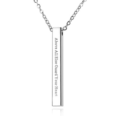 

Custom Personalized Vertical Bar Necklace Four Sides Engraved Date Name Pendant Necklace for Women Men Birthday Anniversary Gift