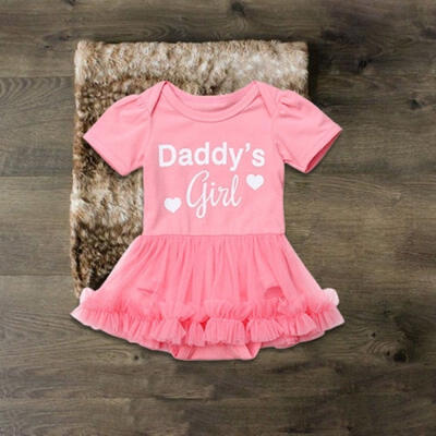 

DADDY&39S GIRL Newborn Baby Girl Romper Bodysuit With Tutu Skirts Clothes Outfit