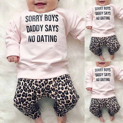 

Newborn Infant Baby Girl Clothes Top T-shirt Leopard Pants Headband Outfit