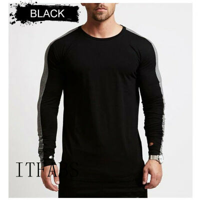 

New Fashion Mens Slim Fit Striped Long Sleeve Muscle Tee T-shirt Tops Shirts