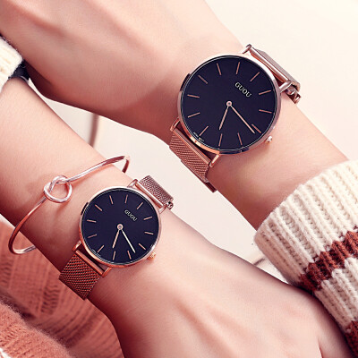 

Couple quartz watch simple dial British retro student couple steel watch