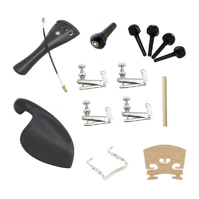 

15pcs 44 Violin Fiddle Parts Accessories Including Tailpiece Tail Gut End Button Chin Rest Chin Rest Screw Soundpost