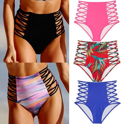 

Women Vintage High Waist Bikini Bottom Bandage Swimwear Briefs Beachwear Swimsuit Underpants