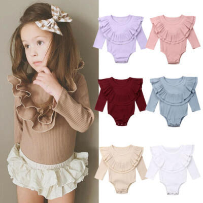 

Newborn Baby Girl Long Sleeve Cotton Romper Bodysuit Jumpsuit Outfits Clothes US