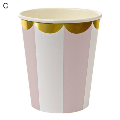 

820Pcs Disposable Striped Tableware Paper Cups Plates Napkins Party Supplies