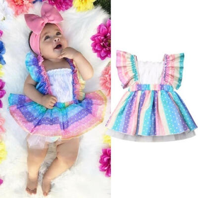 

Newborn Kid Baby Girl Clothes Ruffle Tube Tops Tutu Skirt Dress Outfits Set