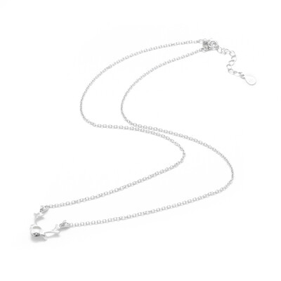 

925 Sterling Silver Pendant Necklaces with Spring Clasps&Cable Chains For Half Drilled Beads Carved 925 Platinum 172"43