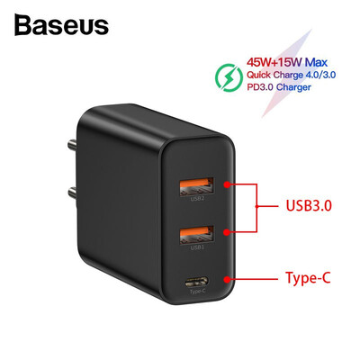 

Baseus PPS quick charge 40 30 USB phone charger for tablets AC 100-240V travel power charger for iphone Huawei Samsung Xiaomi