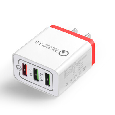 

Fast Phone Charger QC30 3 Ports USB EU US Plug Power Adapter Travel Charger Power Adaptor Socket Home Converter Wall Charger For