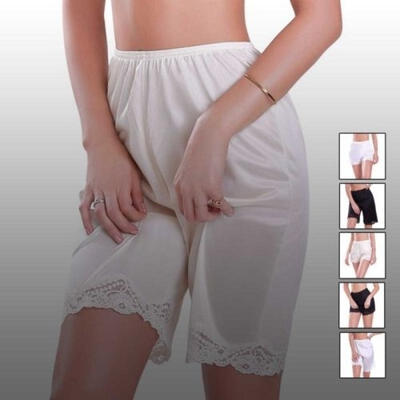 

NEW Women Premium Nylon Daywear Bloomer Slip Pants With Lace Trim -XXXL The Short Style