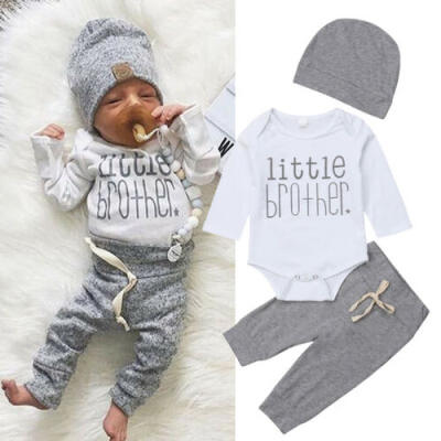 

3PCS Newborn Kid Baby Boy Outfit Clothes Romper Pants Little Brother Costumes