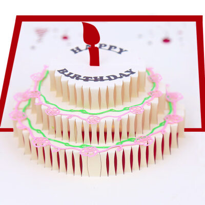 

Handmade Paper Hollow 3D Pop Up Birthday Cake Greeting Card Party Decor Gift