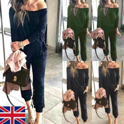 

Women Jumpsuit Playsuit Romper Bodysuit Off Shoulder Casual Lady Long Pant UK