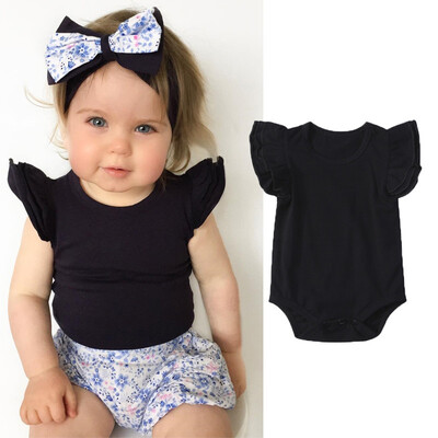

Cute Newborn Infant Baby Girls Boy Cotton Romper Bodysuit Flying Sleeve Outfits