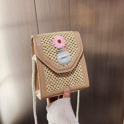 

Tailored Womens Fashion Retro Woven Shoulder Bag Solid Color Handbag Woven Bag Beach Bag