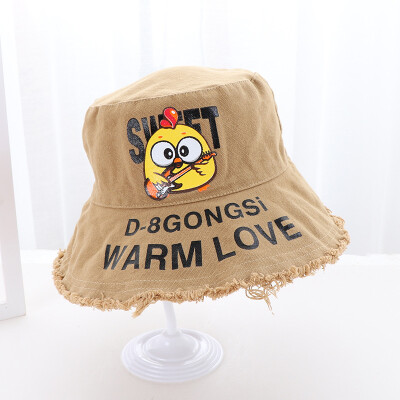 

New Korean version of female summer fringed bonnet cartoon letters printing&dyeing fisherman bonnet sunshade sunscreen hat