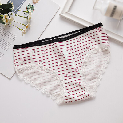 

Women cute cotton print underwear Girl cotton mid-rise waist Japanese literary breathable hip briefs Girls comfortable briefs