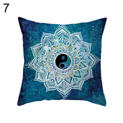 

Mandala Arabesque Flower Yin Yang Pillow Case Cushion Cover Chair Sofa Decor