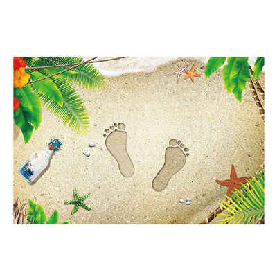 

60x90CM Beach&Footprints Patterns PVC Material 3D Floor Stickers Door Mats Cushions Decorations