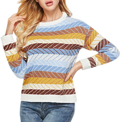 

〖Follure〗Women Knitted Winter Printing Round Neck Long Sleeve Loose Sweater