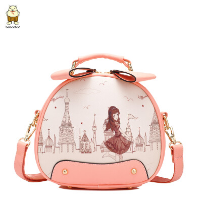 

Japan&South Korea cute girls messenger bag leisure new round bag printed cartoon shoulder bag portable tide