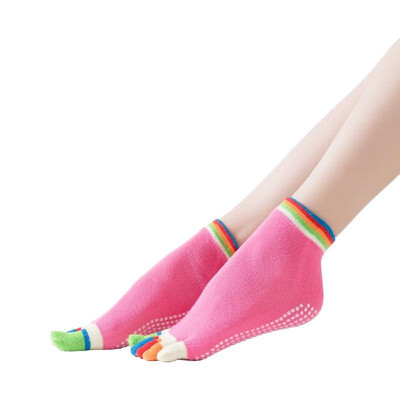 

Anti-Sweat Five Fingers Backless Cotton Silicone Yoga Socks Elastic 5 Toes Breathable Sport Sock Ballet Gym Fitness Fine Quality