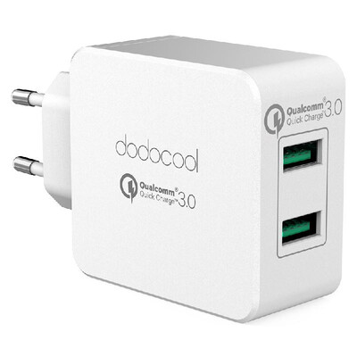 

dodocool 36W Quick Charge 30 2-Port USB Wall Charger Power Adapter with EU Plug White