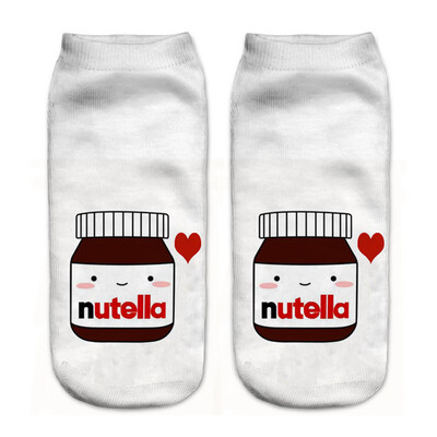 

1Pair Food Cartoon 3D Printing Socks Women Fashion Summer Cotton Low Cut Ankle Short Socks Female Fresh Style