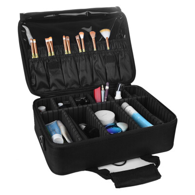 

Gobestart 3 Layer Makeup Train Case Organizer Bag With Shoulder Strap Adjustable Dividers