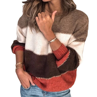 

Women Fashion Knitted Sweaters Long Sleeve Loose Autumn Outwear O-neck Pullover Sweater Jumpers
