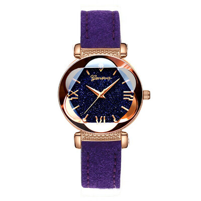

〖Follure〗Roman Star Dial Six Convex Sleek Minimalist Luxury Leather Strap Watch