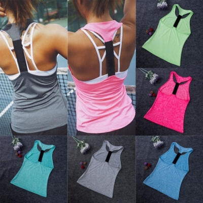 

Women Sports Sleeveless Fitness Singlet Gym Vest Tank Top Vest Loose Tops