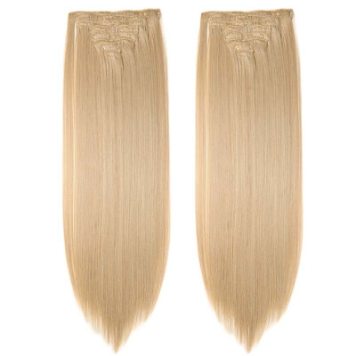 

Full Head Clip Synthetic in Hair Extensions 8 Piece 18 Clips Hairpiece Long Wave Curly Straight for Women