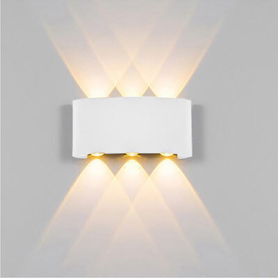 

〖Follure〗Led Aluminum Wall Lamp Double Head Up And Down Light Black White Curved