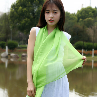 

New Korean version of the large solid color simulation silk beach towel ladies scarf pleated chiffon scarf shawl