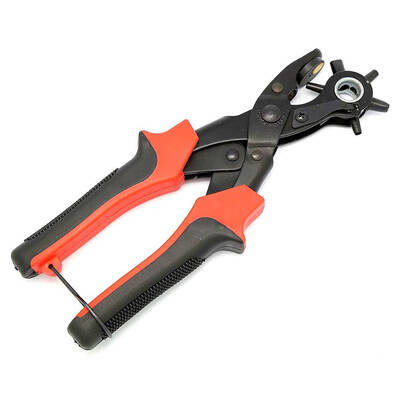 

Full Round Holes Manganese Steel Belt Hand Puncher Anti-slip Handle Bags Punching Plier Tools Red