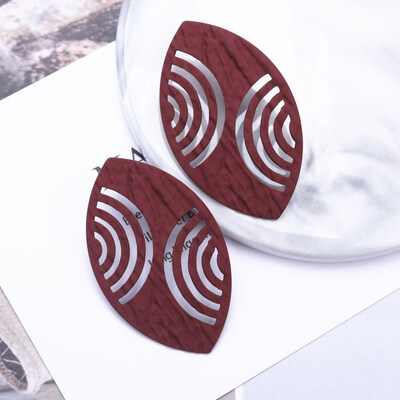

EK387 New Fashion Vintage Womens Earring Spray Paint Metal Hollow out Oval Statement Earring Red Black Color Wedding Party Gift