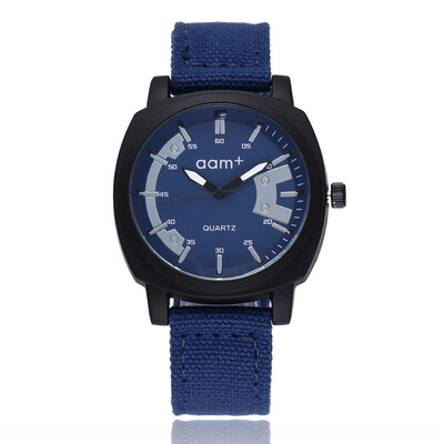 

Simple double-scale mens watch sports military ribbon