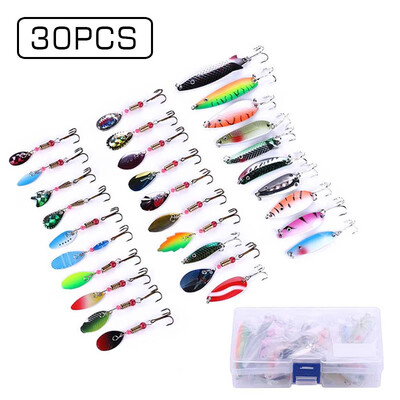 

30pcsSet With Box Sequins Bait Road Bait Kit Metal Fishing Baits 1458535cm