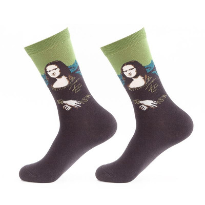 

A Pair Unique Oil Painting Series Comfortable Cotton Long Socks Warm&Breathable Sock for Men