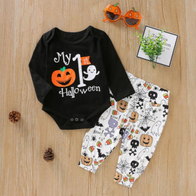 

Toddler Baby Boys Girls 1st Halloween Clothes Long Sleeve RomperPants Outfits