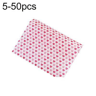 

50Pcs Heart Rose Flower Print Striped Bread Sandwich Wax Paper Food Wrappers