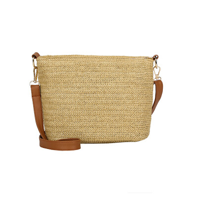 

2019 New Style Solid Handbags Women Girls Bag Straw Woven Bucket Zipper Shoulder Bag Summer Holiday Vintage