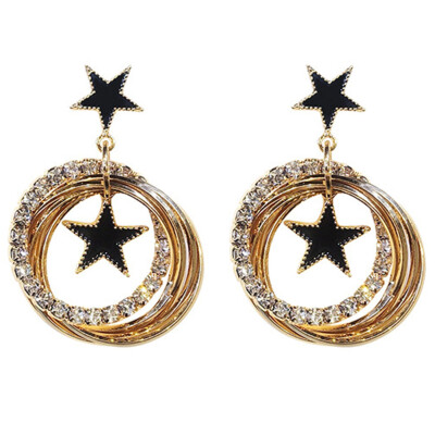 

2019 Fashion Multi-layer Flash rhinestone circle earring